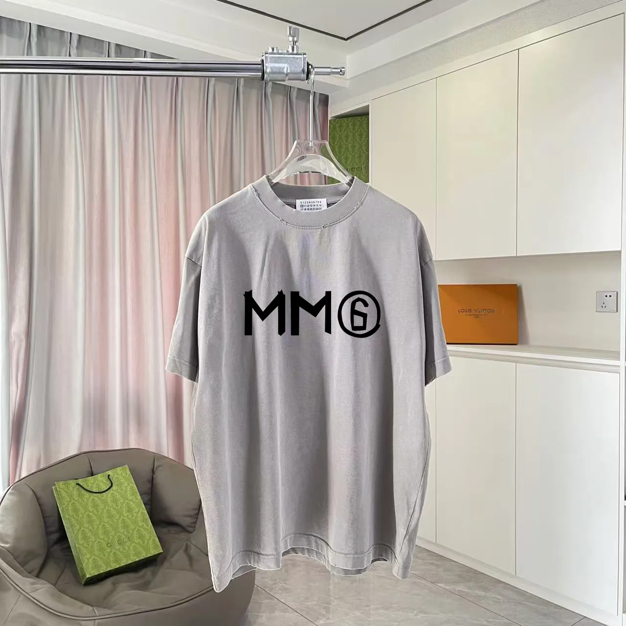 MM 6 2025 New Arrival logo 320g t Same Style Size：S M L XL XXL ：Black Gray Black Red